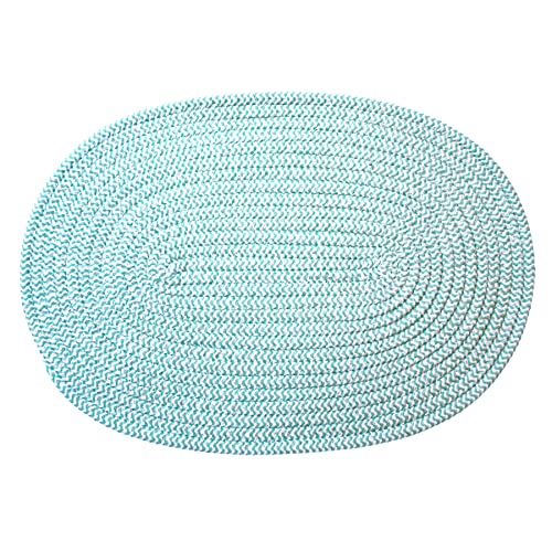 Stylish Braided Corded Oval Placemat, Set of 4 (12"x18" Oval, Blue) - color: Blue, size: 12"x18" Oval