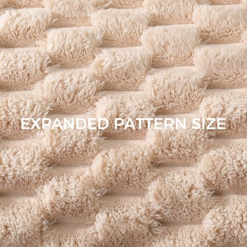 Whale Flotilla Soft 3D Jacquard Fleece Throw Blanket for Couch & Bed, Camel - color: Camel, size: Throw(50x60 Inch)