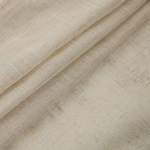 Demetex Natrual Linen Sheer Curtains Small Semi Sheer Curtains for Kitchen Window 2 Panels, 54 x 45 inch Long, Beige - color: Linen, size: 54"W x 45"L (Pack of 2)