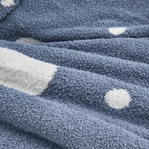 CozeCube Reversible Knitted Throw Blanket,Dusty Blue White Polka Dot50 x60 - color: D-dusty Blue and White, size: 50"x60"