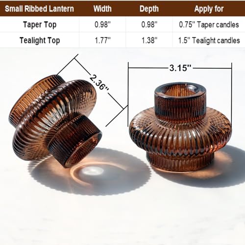VOHO 6pcs Brown Candlestick Holders, Fall Amber Candle Sticks Holder Decor - color: Brown