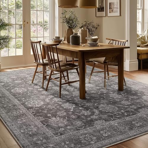 Washable 6x9 Area Rugs for Living Room Bedroom, Charcoal Gray - color: Charcoal Gray, size: 6' x 9' (Rectangular)