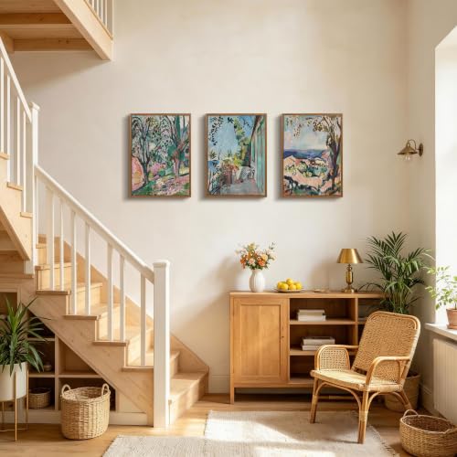 WENGTIAO 3pcs Framed Matisse St. Tropez Landscape Canvas Wall Art - color: Matisse St. Tropez Landscape, size: 12"x16"x3Pcs