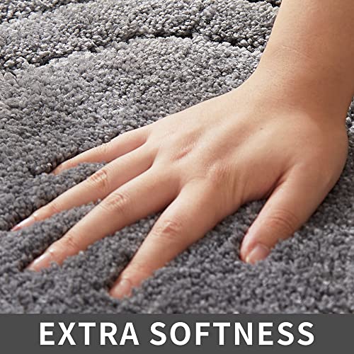 COSY HOMEER Plush Non-Slip Bath Mat, Grey, 20" x 32" - color: Grey, size: 20" x 32" (Oval)