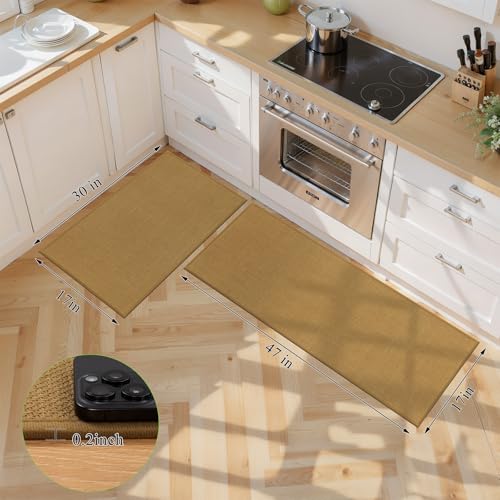 SHACOS Non Slip Kitchen Sink Rug, 17x30 Inch, Mustard - color: Mustard, size: 17x30"