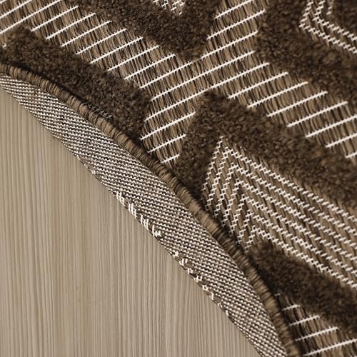 Nourison Home Versatile Brown 4' x Round Area Rug - Easy Clean, Non Shedding, Bed Room, Living Room, Dining Room, Kitchen (4' x Round) - color: Brown, size: 4' (Round)