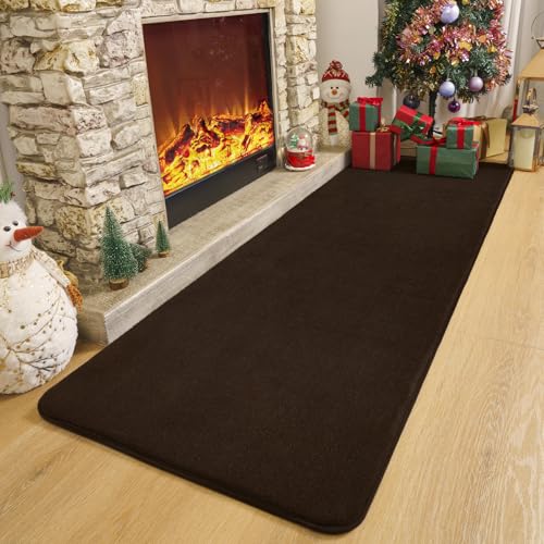 Amearea Modern Soft Hallway Runner Rug, 2x6 Feet Brown Washable Runner Rugs - color: Brown, size: 2' x 6' (Runner)