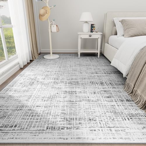 6x9 Washable Area Rug for Living Room Bedroom: Non-Slip Modern White Gray - color: White Gray, size: 6' x 9' (Rectangular)