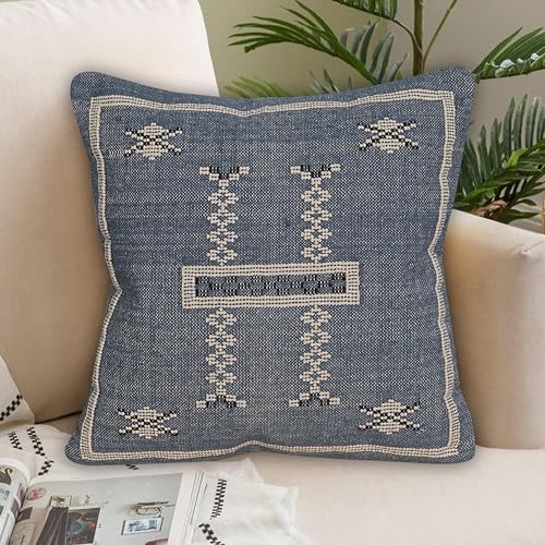 Indian Cotton Cushion Cover Sabra Kilim Pillow Cover Designer Decorative Sofa 18x18 Inche Handwoven Cushion Case for Farmhouse Home Decor Spring Decorative Pillow (Pattern 17) - color: Pattern 17