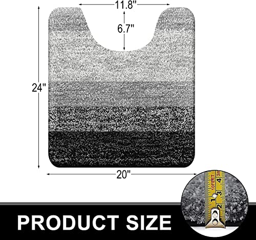 OLANLY Luxury Toilet Rugs U-Shaped 24x20, Soft Absorbent Microfiber Mat - color: Black, size: 24" X 20" Contour Rug