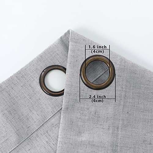 KOUFALL Grey Bronze Grommet Linen Blend Sheer Curtains for Living Room 52x96 Inch Length - color: Grey, size: 52"W x 96"L (Pack of 2)