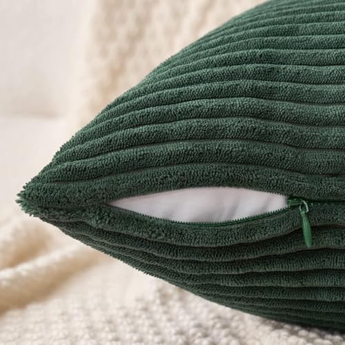 MIULEE Decorative Corduroy Throw Pillow Covers Set of 2 16x16 Army Green - color: Army Green, size: 16" x 16" (Pack of 2)