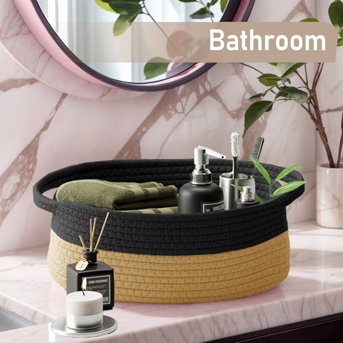 JMvicyroam Small Woven Basket, Empty Gift Basket, Black&Jute/1 Pack - color: Black&Jute, size: 1 Pack