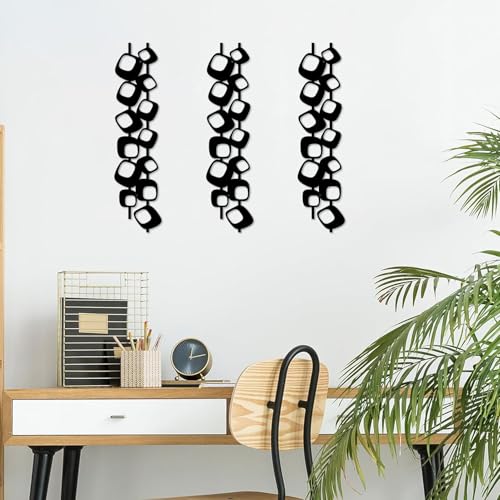 ruelen Mid Century Abstract Metal Wall Art Sculpture Set of 4(15.7x3.9in) - color: Block 4