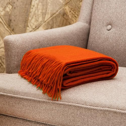 CUDDLE DREAMS Premium Cashmere Throw Blanket with Fringe (Persimmon) - color: Persimmon