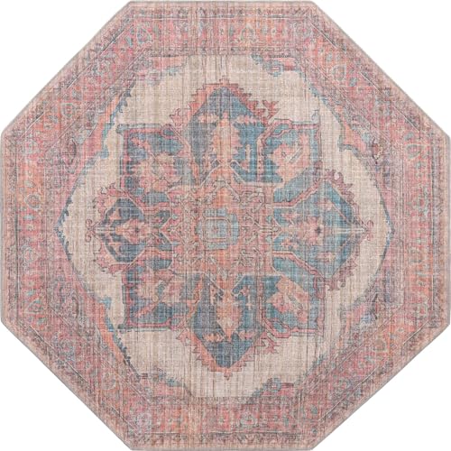 Rugs.com - Nostalgia Collection Rug – 8 Ft Octagon Antique Beige Washable Area Rug – Vintage Old World Medallion Design for Living Rooms, Bedrooms, and Dining Areas - size: 7'10" x 7'10" (Octagonal)