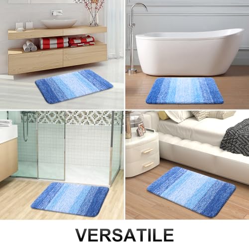 OLANLY Small Bathroom Rugs 24x16, Extra Soft Absorbent Microfiber Bath Rugs - color: Light Royal Blue, size: 24" X 16"