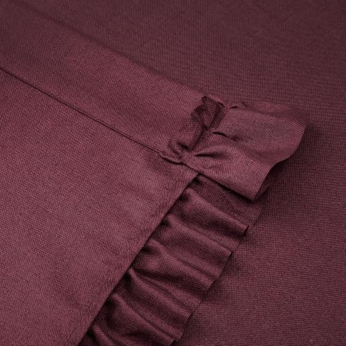 TERLYTEX Burgundy Linen Curtains with Ruffled Edges, 47 x 90 Inch, 2 Panels - color: Burgundy, size: 47"W x 90"L (Pack of 2)