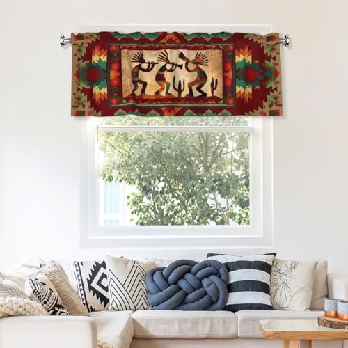Southwest Valances for Windows Rod Pocket Curtain Valance 1 Panel Short Curtains for Kitchen Bathroom Living Room Bedroom Window Treatments - color: Southwest