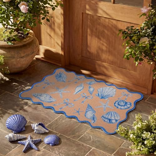 Dunzy Coastal Door Mat Outdoor Scalloped Beach Welcome Mat for Front Door - style: Shell
