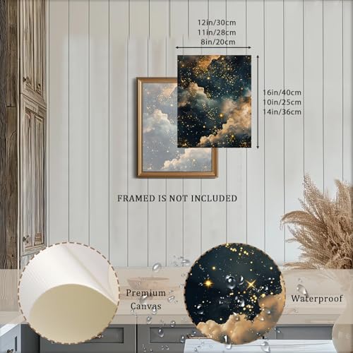 XOCUUI Vintage Unframed Moody Celestial Wall Art, Cloud Print Abstract Night Sky Stars Art Poster Maximalist Gothic Canvas Wall Decor for Living Room Bedroom Apartment (10L x 8W) - color: Moody Celestial, size: 10"L x 8"W