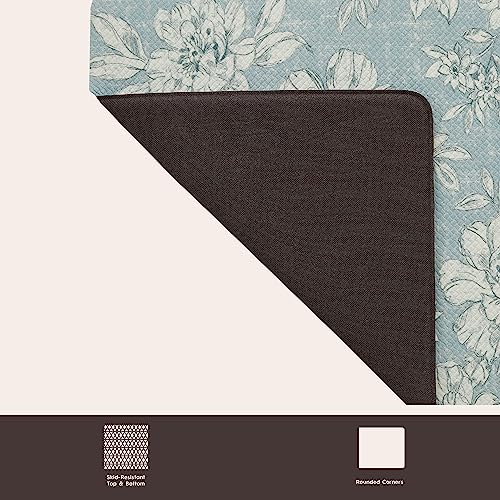 Laura Ashley - Anti-Fatigue Kitchen Mat, Iris Floral Design, Stain, Water & Fade Resistant, Cooking & Standing Relief, Non-Slip Backing, 2 Piece Set, Light Blue - color: Light Blue / Gray, size: 48"L x 17.5"W / 28"L x 17.5"W