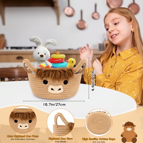 Highland Cute Cow Basket for Nursery, Small Shower Gift Basket - color: Brown, size: 9"D × 5 "H