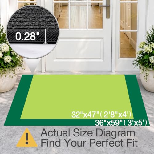 LUMI Outside Welcome Door Mat 32x47, Non-Slip Heavy Duty Dirt Trapper, Grey - color: Grey Gold Tree, size: 32"x47"