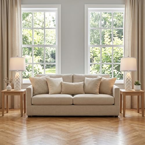 WIHTU 24'' Modern Ceramic Table Lamps Set of 2, White Lamps for Bedroom - color: White