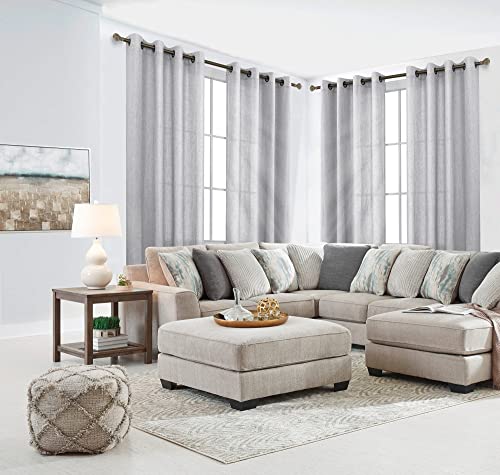 KOUFALL Grey Bronze Grommet Linen Blend Sheer Curtains for Living Room 52x96 Inch Length - color: Grey, size: 52"W x 96"L (Pack of 2)