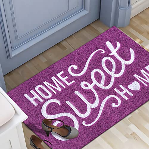 AAZZKANG Purple Door Mat Large 36"x24" Non Slip Durable Rubber Doormat Easy to Clean Home Sweet Home Front Door Welcome Mats Decorative - color: Purple, size: 24" x 36" (Rectangular)