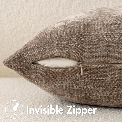 MIULEE Textured Chenille Throw Pillow Covers 18x18 Inch Taupe Grey - color: Taupe Grey, size: 18" x 18" (Pack of 2)