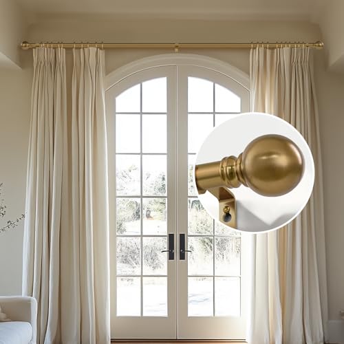 Warm Gold Curtain Rods for Windows Small 28 to 48 Inch 1" Diameter Short - color: Warm Gold, size: 16"-60"|1 Pack