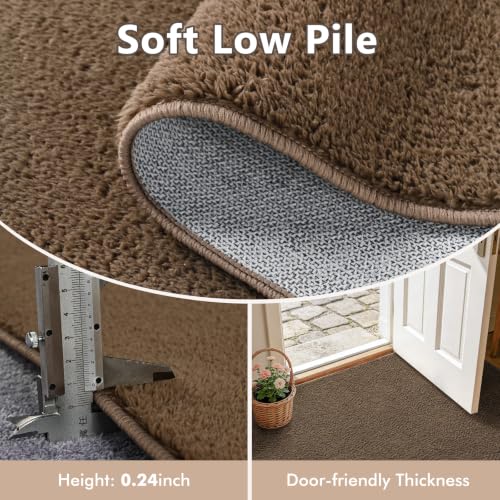 3x5 Beige Brown Solid Area Rug Washable Non-Slip Soft for Bedroom Kitchen - color: 13 Beige Brown Solid, size: 3' x 5' (Rectangular)