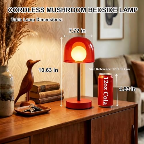 Cordless Table Lamp, Rechargeable Battery Operated Touch Control, Red - color: Red