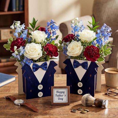 Cinnvoice 6 Pcs Groom Tuxedo Centerpieces Wooden Table Decor - style: Suit