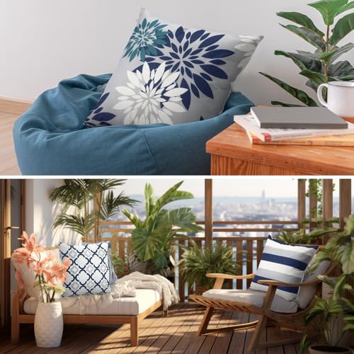 Flutesan 12 Pcs Pillow Covers 18x18 Geometric Linen for Couch, Gray Blue - color: Gray Blue