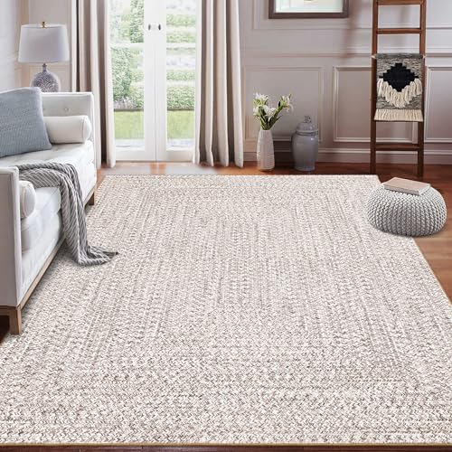 ROYHOME Washable Area Rug Print Braided Area Rugs for Entryway - color: Beige/Grey, size: 3' x 5' (Rectangular)