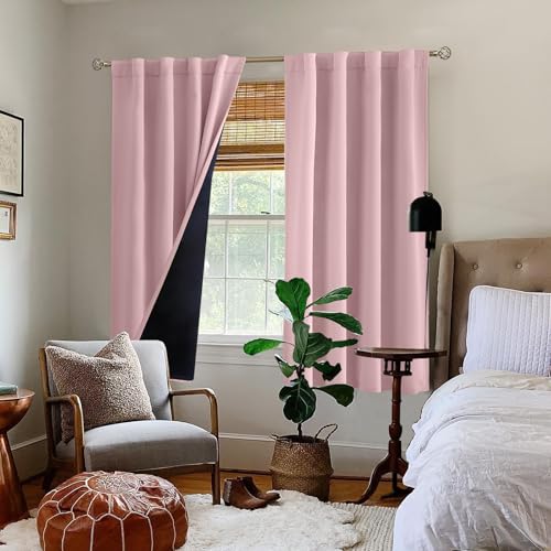 BGment Pink Blackout Curtains 63 Inches Long with Thermal Insulated Liner - color: Pink, size: 38"W x 63"L (Pack of 2)