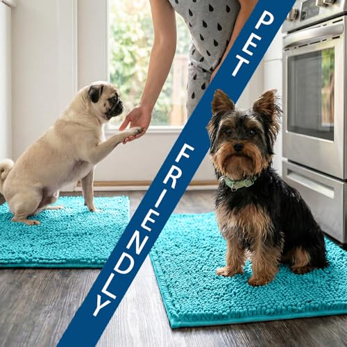 Bathroom Rugs Sets 2 Piece,Super Absorbent Chenille Bath Mats and U-Shaped Toilet Rug,Strong PVC Non Slip Backing,Microfiber Washable Dry Quickly Bath Mats for Bathroom(20"x32"+20"x20"U, Light Blue) - color: Light Blue