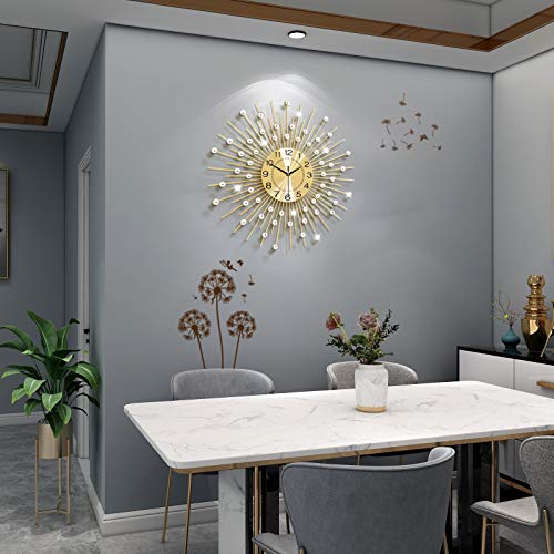Large Wall Clocks for Living Room Decor Big Silent Analog Clock - color: Gold, size: 24 inch