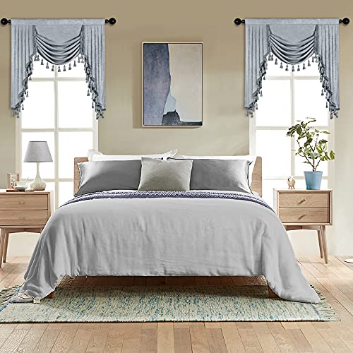 ELKCA Thick Chenille Window Curtains Valance for Living Room Silver Grey Waterfall Valance for Bedroom,Rod Pocket(W39inch, 1 Piece) - color: Valance,silver Grey, size: 39"W x 43"L (Pack of 1)