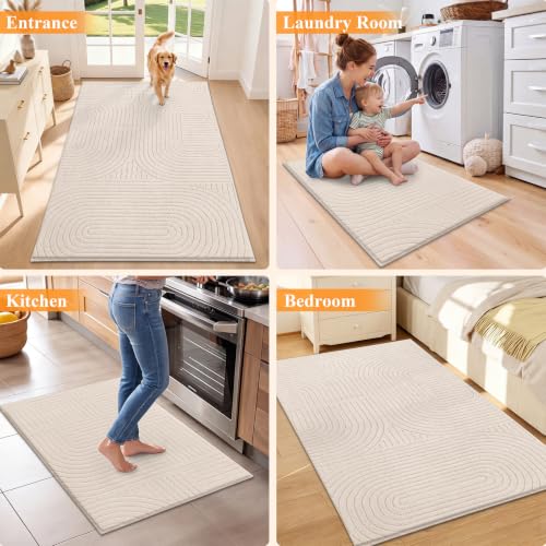 HEBE 3'x5' Area Rugs for Living Room,Washable Non Slip Textured Bedroom Rug - size: 3' x 5' (Rectangular)