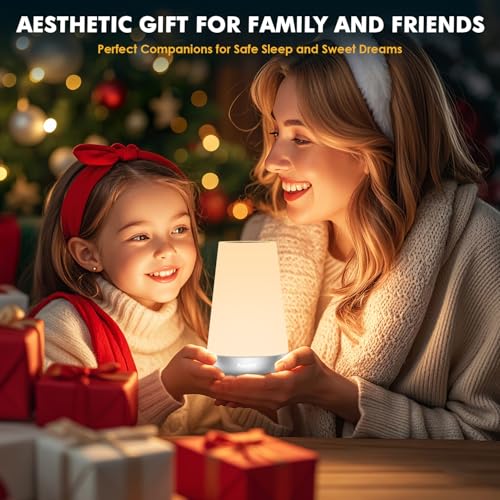 Auxmir Rechargeable Night Light, Touch Table Lamp with Remote, Silver - color: Silver