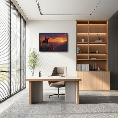 Trulave Framed Large Western Cowboy Wall Art for Living Room 36''x24'' - color: Western Cowboy, size: 36"L x 24"W