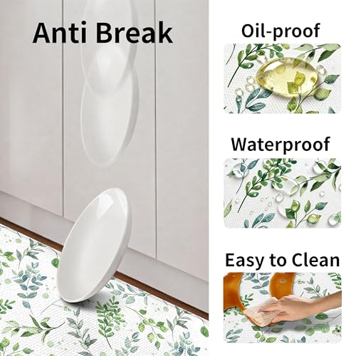Kitchen Rugs for Floor 2 Pcs Memory Foam Padded Anti Fatigue Kitchen Mat - color: Sage