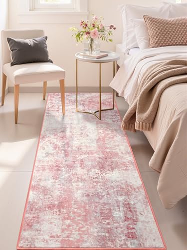 Macgace Washable Abstract Area Rug for Kitchen, 2x6 Pink Runner Rugs - color: Blush Pink, size: 2' x 6' (Rectangular)