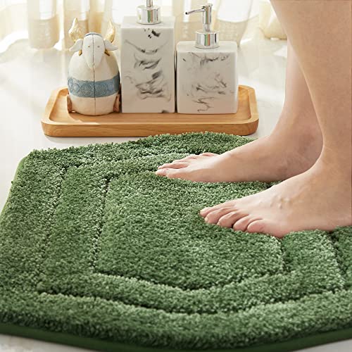 COSY HOMEER Plush Non-Slip Bath Mat, Green, 20" x 32" - color: Green, size: 20" x 32" (Oval)