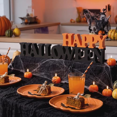 Yalikop Halloween Wooden Sign Blocks Happy Halloween Tabletop Decor - style: Halloween