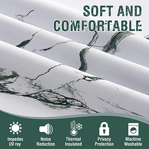 H.VERSAILTEX 100% Blackout Curtains 63 inch Length 2 Panels Set Marble Designs Printed Drapes Thermal Curtains for Bedroom with Black Liner Sound Proof Curtains, Antique Green - color: Marble- Antique Green, size: 52"W x 63"L (Pack of 2)